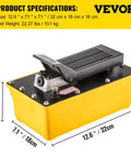 Air Hydraulic Pump, 10,000 PSI Hydraulic Foot Pump, 0.6 Gal Reservoir Foot Operated Air/Hydraulic Pump, yellow unit.