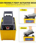 Foot actuated Air Hydraulic Pump, 10,000 PSI 1/2 Gal Reservoir, NPT 3/8" Oil Outlet, yellow design for auto body frame machines.