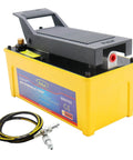 Air Hydraulic Pump, 10,000 PSI 1/2 Gal Reservoir, NPT 3/8" Oil Outlet, 2 x 6.5 ft Pipe, Foot Actuated Hydraulic Pump, Yellow