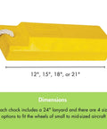 Lightweight 15 Inch Airplane Wheel Chock For Small To Mid Sized Aircraft One Tire Chock With Rope Lanyard Durable Urethane Construction Yellow AC3515 S Checkers Pro Grade Tire Chock