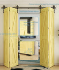 108 Inch Bi Folding Sliding Barn Door Hardware Kit with 9 Foot Heavy Duty Track and Nylon Roller Bearings installed view