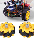 OmniDirectional Mecanum Wheel For DIY Robot Cars, 48mm ABS Rubber Wheel Accessory shown with vibrant yellow and black design, Pilipane.