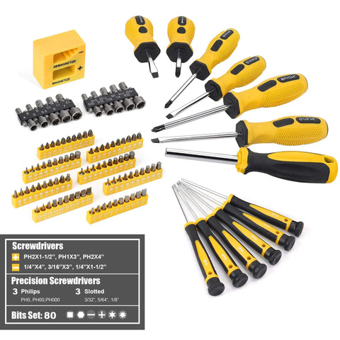 Screwdriver set from the 390-Piece Hand Tool Kits for Home, 14-Inch Wide Mouth Tool Bag with Tools Included for daily use
