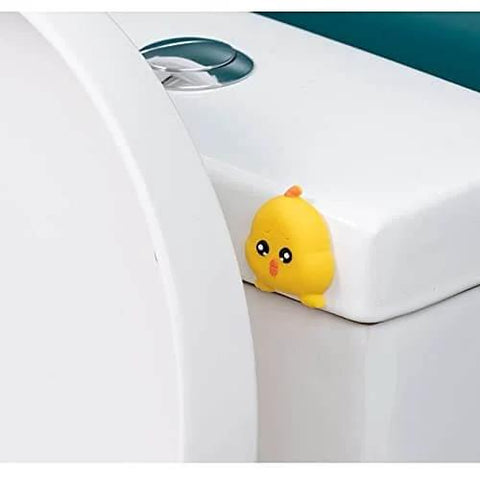 10 Pack Doorknob Wall Mute Crash Pads For Door Handle Protection Anti Collision Silicone Cushions Absorb Wall Vibrations And Prevent Door Dings White Dinosaur Doodle4 Color, shown as a yellow chick-shaped pad on a toilet lid.