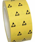 Roll of Anti Static Cleanroom Tape for ESD Safe Work in ISO Class 7 to 8 Environments, pro grade 2 inch wide by 108 feet yellow vinyl.