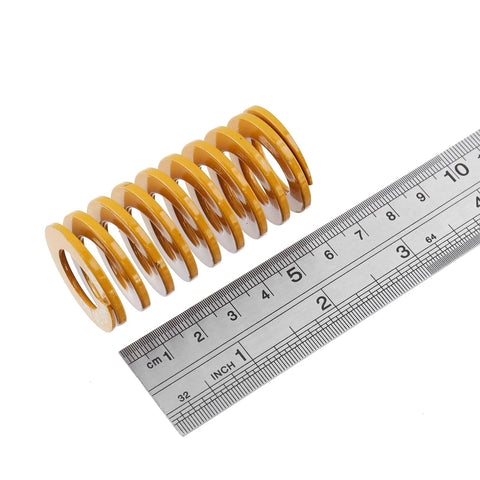 Six Pack Yellow Light Load Compression Springs For 3D Printer Molds And Die Presses 30mm Outer Diameter 60mm Free Length with ruler