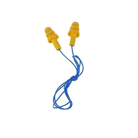 E A R UltraFit Corded Ear Plugs Premolded Triple Flange Comfort Fit No Roll Required Soft Washable Reusable Yellow