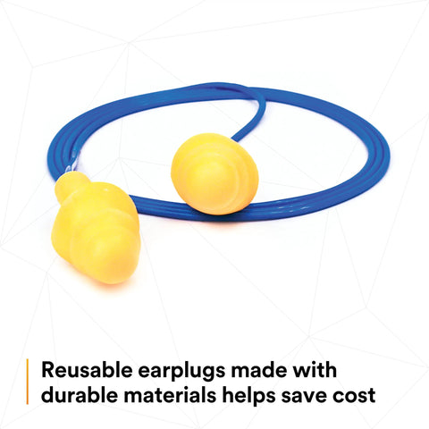 E A R UltraFit Corded Ear Plugs Premolded Triple Flange Comfort Fit No Roll Required Soft Washable Reusable Yellow
