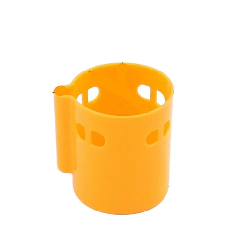 Yellow rubber protective dust cover for DC motors, compatible with 775-895 models, shows side slots and durable construction.