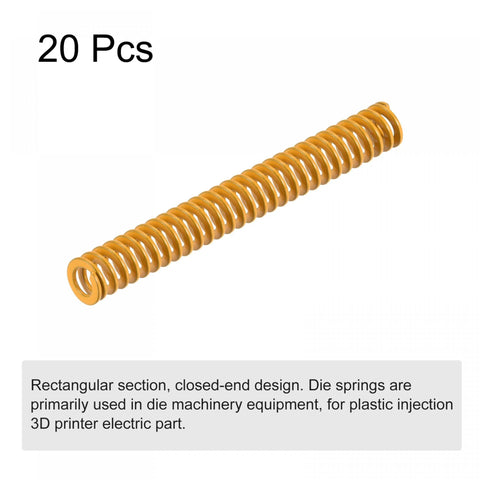 3D Printer Die Springs 8mm OD 60mm Long 20 Pack Yellow Spiral Stamping Light Load Compression Mould Die Springs Pro Grade