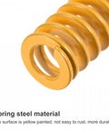 Close-up of yellow 3D Printer Die Springs 8mm OD 60mm Long 20 Pack Spiral for moulding, spring steel material, light load compression.