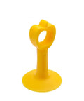 Yellow rubber door stopper with handle opening, designed as a mute silencer and wall protector bumper guard shockproof cushion.