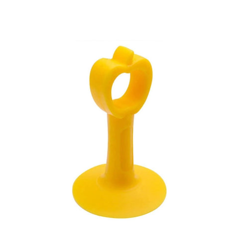Yellow rubber door stopper with handle opening, designed as a mute silencer and wall protector bumper guard shockproof cushion.
