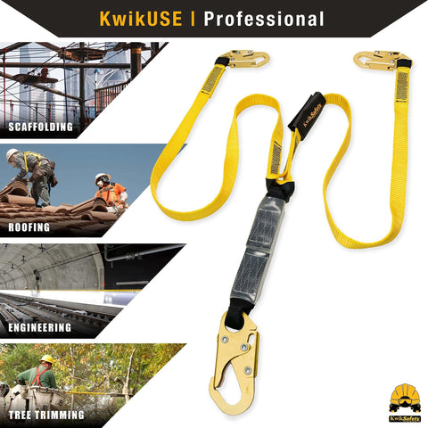 Taipan 6 Foot Double Leg Flat Safety Lanyard With External Shock Absorber Built Tough ANSI Tested And OSHA Compliant