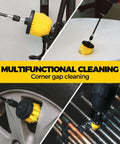 6Pack Drill Brush Power Scrubber Cleaning Brush Extended Long Attachment Set used on grout, tiles, car wheel, and grill surface