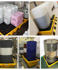 Drum Containment Spill Pallet For Oil Drums, Nestable Polyethylene Spill Tray With Drain, Anti Slip Detachable Platform For Garage