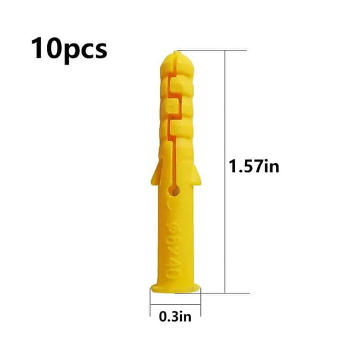 Yellow plastic anchor from Complete 274 Pcs Drywall Anchors And Screws Kit For Brick And Concrete Walls Includes Plastic Anchors And Zinc Screws