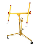 Drywall Lift, The Original, Professional-Grade Sheetrock Hoist 138-2, 150 lbs, Rolling Panel Lift, yellow frame on wheels