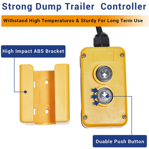 4 Wire Double Acting Dump Trailer Remote Control Switch For 12V DC Hydraulic Power Unit Up And Down Controller Ideal For Dump Trucks Lift Gates And Tipper Trailers With 15 Ft Cord And Magnetic Back