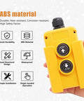 Yellow ABS Dump Trailer Remote Control Switch 12V DC with UP/DN buttons in hand