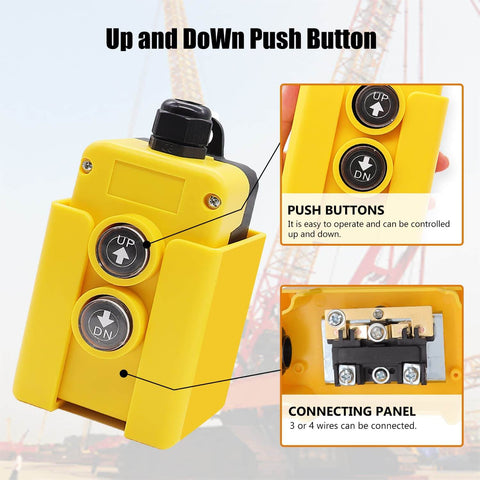 4 Wire Dump Trailer Remote Control Switch 12V DC Up Down Momentary Dual Button Control for Hydraulic Pump with yellow casing