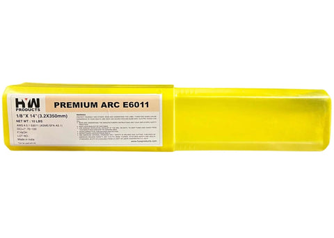 E6011 Welding Rods Set For Stick Welding, 10 Lb Pack In 6 Boxes, yellow container with product label and specifications