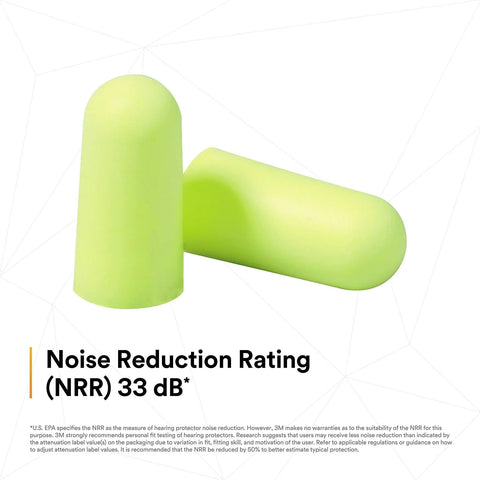 E-A-Rsoft Yellow Neons Disposable Ear Plugs Pack 200 Pairs Individually Wrapped Regular Size Uncorded With 33 dB NRR