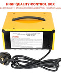 Yellow control box of Portable Electrostatic Powder Coating Gun System With Foot Switch, black power cord attached