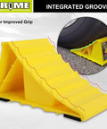 Bright Yellow Heavy Duty Wheel Chocks With Non Slip EVA Base For RV And Trailer 2 Pack No Rope Hassle And Lightweight Tire Stoppers PR1ME