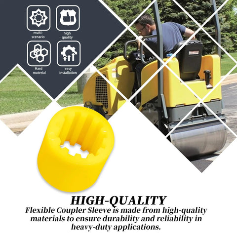 Flexible Coupler Sleeve For RD Series Rollers Compatible With Wacker Neuson RD880 RD11 RD12-90 And RD16-100 shown in yellow with roller
