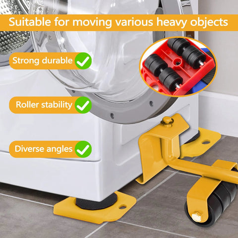 Heavy Duty Furniture Lifter And Dolly Set With Wheels For Pallets 1322 Lbs Load Capacity Adjustable Appliance Rollers for moving a washing machine