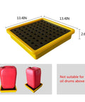 Drum Containment Spill Pallet For Oil Drums, Nestable Polyethylene Spill Tray With Drain, Anti Slip Detachable Platform For Garage Storage, Heavy Duty HDPE Leak Proof, 13.4 By 13.4 Inches, Yellow with Dimensions