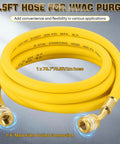 6.5ft refrigeration hose for HVAC use with nitrogen gas regulator HVAC and 1/4 inch male flare outlet connection.