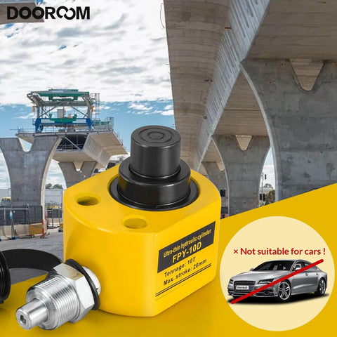 10 Ton Beefy Hydraulic Cylinder With 1.0 Inch Stroke Porta Power Ram For Heavy Lifting And Pressing, Yellow Finish in construction site