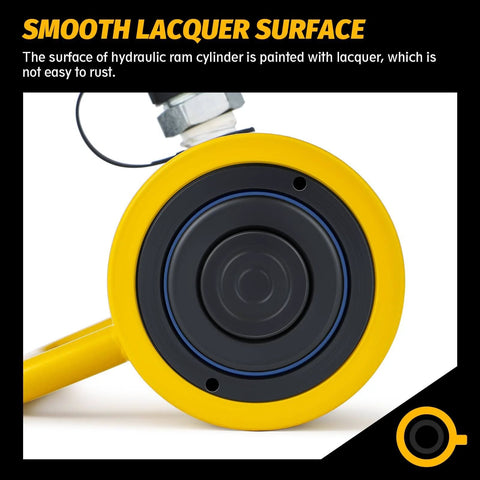 Close-up of smooth lacquer surface on Beefy Twenty Ton Hydraulic Ram Jack With Eight Inch Stroke For Portable Industrial Lifting