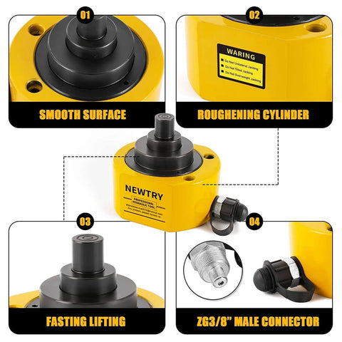 ✝️ 30 ton Low Profile Hydraulic Jack Porta Power Kit components including smooth surface cylinder and connector