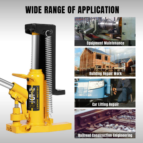 Heavy Duty Toe Jack 2.5 Ton With 5 Ton Top Lift For Cars And Machinery, Air Hydraulic Claw Jack by Yellow Jacket in use