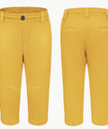 Front and back view of Kids Knicker Baseball Pants For Tee Ball And Softball Practice With Belt Loops Youth Short Knickers in Bright Yellow.