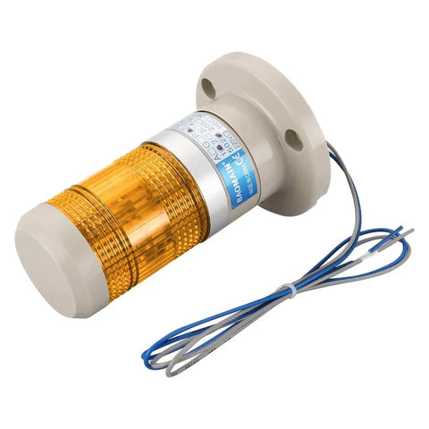 Rugged Continuous Yellow LED Industrial Signal Light Tower Lamp 110V AC Direct Mount With A 3.1 By 4.9 Inch Base