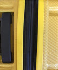 2 Pieces Luggage Replacement Handle Pulls In Flexible Black Plastic attached to a yellow suitcase