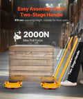 6 Ton Machine Skate Dolly with 360 degree rotating cap, heavy duty machinery mover with wood crate and pull handle