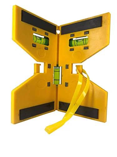 Yellow Magnetic Composite Post Level With Elastic Hands Free Loop Three Vials For Quick Plumb And Level Reads