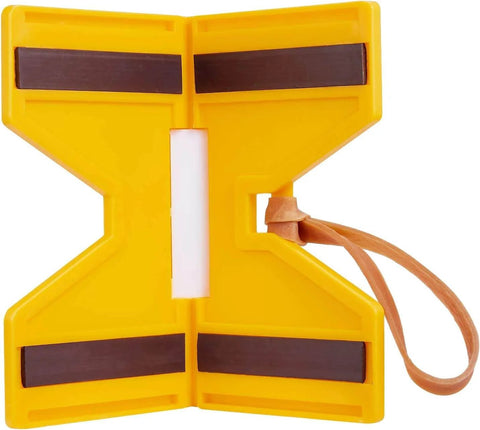 Pro Grade Magnetic Post Level 2 Pack For Leveling And Plumb Posts Railings Decks And Water Pipes With Strip Magnets And Rubber Strap For Hands Free Use Durable High Impact Composite Yellow, front view.