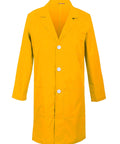 Yellow Men's Lab Coat With Vented Back And Chest Pocket, 65 Percent Polyester And 35 Percent Cotton Twill, Notched Collar