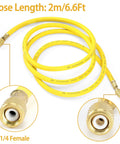 Yellow hose for nitrogen regulator kit for welding with 1/4 inch female connection, 2m long for safe soldering and HVAC applications.