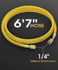 Yellow 6'7" hose with 1/4" connectors for Nitrogen Regulator With Six Foot Seven Inch Hose For TIG MIG Welding CGA580 Inlet