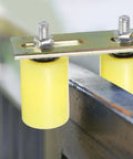 Close-up of Two Set Gate Guide Roller Assembly With Nylon Ball Bearing Rollers and L Shaped Rear Bracket for Sliding Doors