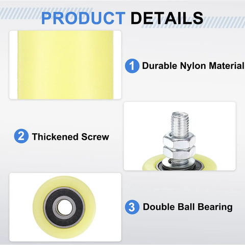 2 Pack Slide Gate Guide Roller Set With 2 Inch Nylon Rollers Gate Support Assembly Featuring Sealed Ball Bearing