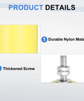 Close-up of yellow durable nylon material and M10 threaded stud from 8 Pcs Slide Gate Guide Roller Set for sliding doors.