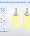 8 Piece Gate Slide Guide Roller Set With 40mm Nylon Rollers And 70mm Length Per Wheel 110mm Overall Assembly Steel Inner Bearing Sealed Ball Bearing Universal Gate Guider For Sliding Doors Yellow